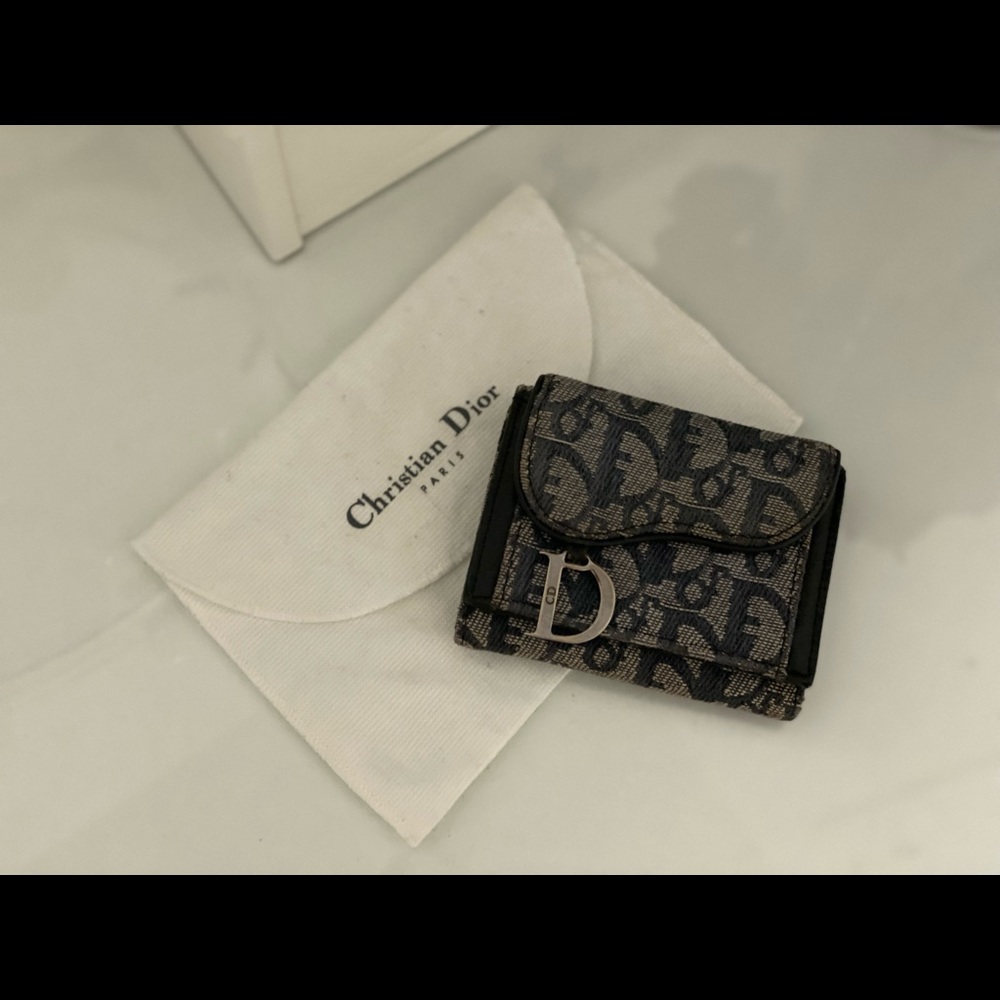Authentic Christian Dior vintage oblique saddle compact wallet